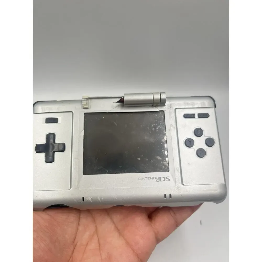 Nintendo DS Original NTR-001 Console - Silver - Broken Hinge For Parts or Repair